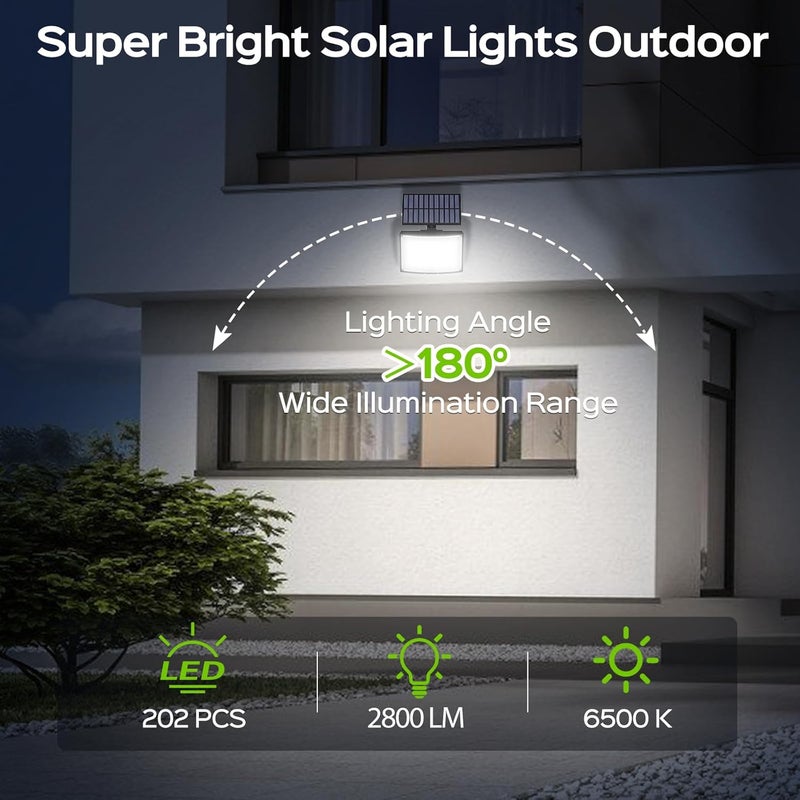 Adiding Solar Outdoor Lights, 2800LM LED Flood Lights with 16.4 Ft Cable, Remote Control Solar Motion Sensor Lights with 3 Modes, Solar Powered Security Lights for Outside Patio, Yard, Garage, 1 Pack - Image 3